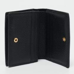 Gucci Black Leather GG Marmont Flap Card Case