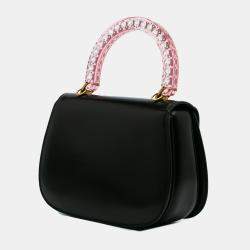 Pre Owned Gucci Black Limited Edition Medium Calfskin Acrylic Classic 2 Top Handle Bag