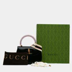 Pre Owned Gucci Black Limited Edition Medium Calfskin Acrylic Classic 2 Top Handle Bag