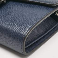 Pre Owned Gucci Navy Blue Leather Mini Dionysus Wallet On Chain