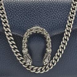 Pre Owned Gucci Navy Blue Leather Mini Dionysus Wallet On Chain