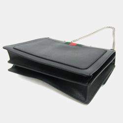 Gucci Black Leather Dionysus Flower Shoulder Bag