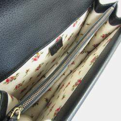 Gucci Black Leather Dionysus Flower Shoulder Bag