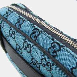 Gucci Blue Dark Navy GG Canvas Leather Waist Bag