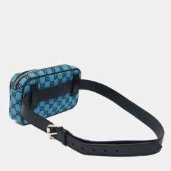 Gucci Blue Dark Navy GG Canvas Leather Waist Bag