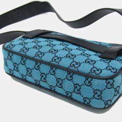 Gucci Blue Dark Navy GG Canvas Leather Waist Bag