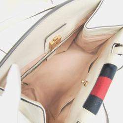 Gucci White Leather Sherry Line Totem Butterfly Shoulder Bag