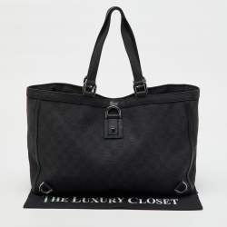 Gucci Black GG Canvas and Leather Abbey D-Ring Shopper Tote