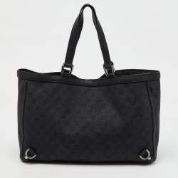 Gucci Black GG Canvas and Leather Abbey D-Ring Shopper Tote