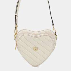 Gucci Ivory Leather Interlocking G Heart Shoulder Bag