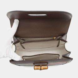 Gucci Brown Multicolor PVC Leather GG Supreme Bamboo Top Handle Bag 