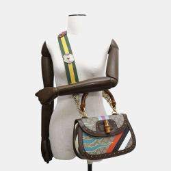 Gucci Brown Multicolor PVC Leather GG Supreme Bamboo Top Handle Bag 