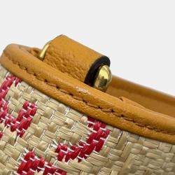 Gucci Beige Yellow Raffia Leather Horsebit Shoulder Bag