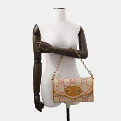Gucci Beige Yellow Raffia Leather Horsebit Shoulder Bag