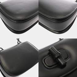 Gucci Black Leather Bamboo 1947 Handbag