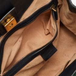 Gucci Black Leather Medium Web Butterfly Embellished Medium Linea Totem Tote