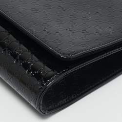 Pre Owned Gucci Black Microguccissima Patent Leather Medium Broadway Clutch