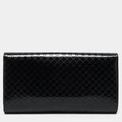 Pre Owned Gucci Black Microguccissima Patent Leather Medium Broadway Clutch