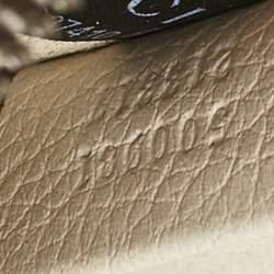 Gucci Off White Leather Logo Print Zip Pouch