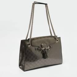 Gucci Metallic Guccissima Patent Leather Large Emily Chain Shoulder Bag