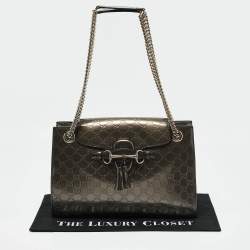 Gucci Metallic Guccissima Patent Leather Large Emily Chain Shoulder Bag