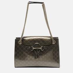 Gucci Metallic Guccissima Patent Leather Large Emily Chain Shoulder Bag
