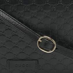 Gucci Black Microguccissima Leather Flap Crossbody Bag
