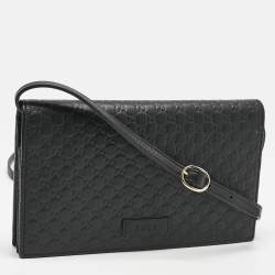 Gucci Black Microguccissima Leather Flap Crossbody Bag