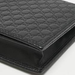 Gucci Black Microguccissima Leather Flap Crossbody Bag
