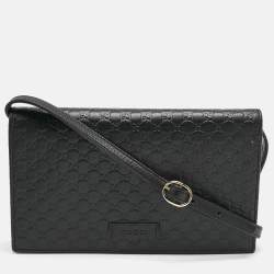 Gucci Black Microguccissima Leather Flap Crossbody Bag