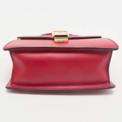 Gucci Red Leather Mini Web Sylvie Top Handle Bag
