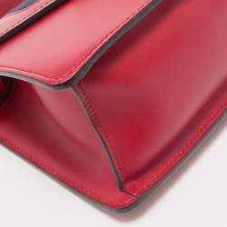 Gucci Red Leather Mini Web Sylvie Top Handle Bag