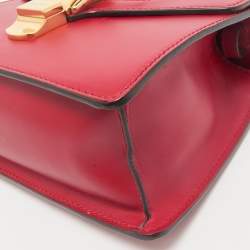 Gucci Red Leather Mini Web Sylvie Top Handle Bag