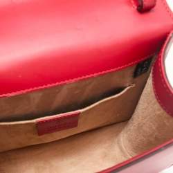 Gucci Red Leather Mini Web Sylvie Top Handle Bag