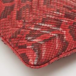 Gucci Red Matelasse Python GG Marmont Zip Pouch 