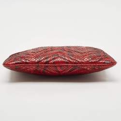 Gucci Red Matelasse Python GG Marmont Zip Pouch 