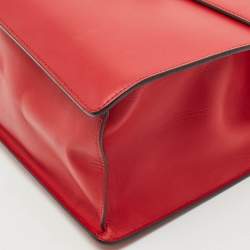 Gucci Red Leather Medium Web Sylvie Top Handle Bag