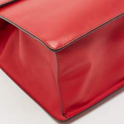 Gucci Red Leather Medium Web Sylvie Top Handle Bag