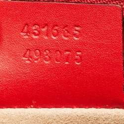 Gucci Red Leather Medium Web Sylvie Top Handle Bag