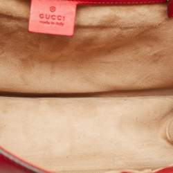 Gucci Red Leather Medium Web Sylvie Top Handle Bag