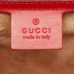 Gucci Red Leather Medium Web Sylvie Top Handle Bag