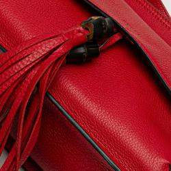 Gucci Red Leather Bamboo Daily Medium Crossbody Bag