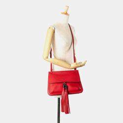 Gucci Red Leather Bamboo Daily Medium Crossbody Bag
