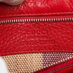 Gucci Red Leather Bamboo Daily Medium Crossbody Bag
