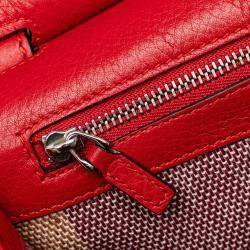 Gucci Red Leather Bamboo Daily Medium Crossbody Bag