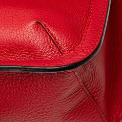 Gucci Red Leather Bamboo Daily Medium Crossbody Bag