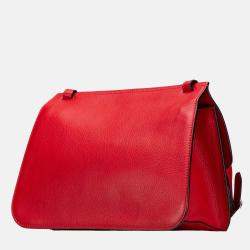 Gucci Red Leather Bamboo Daily Medium Crossbody Bag