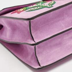 Gucci Pink Suede Medium Patched Embellished Dionysus Shoulder Bag