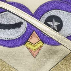 مملوكة مسبقًا حقيبة غوتشي كروس بودي بومة حصرية للشرق الأوسط جلد ولامع ذهبي