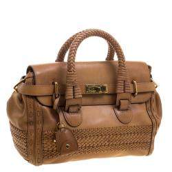 Pre Owned Gucci Brown Leather Medium Handmade Top Handle Satchel